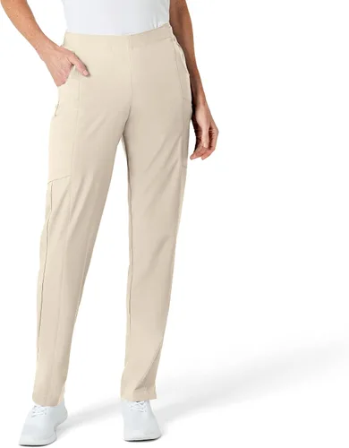 Vista 24 de WonderWink pantalones de cargo de frente plana para mujer Gris carbón jaspeado