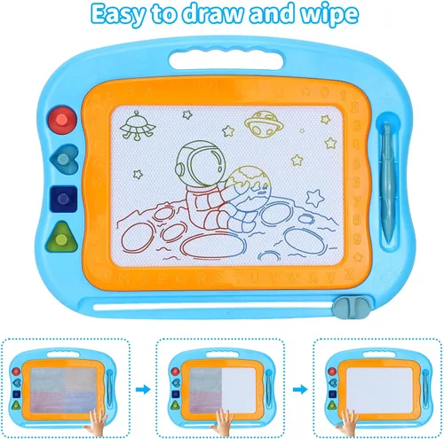 Vista 5 de BABLOCVID - Pizarra magnética para dibujar, juguetes para niños pequeños para niños y niñas, pizarra de garabatos borrable de 15 pulgadas