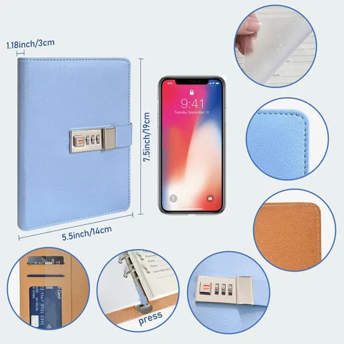 Vista 2 de BTSFTOGET Refillable Password Book Binder with Alphabetical Tabs and Lock, 576 Passwords Large Print, 316 Pages Password Keeper for Computer &