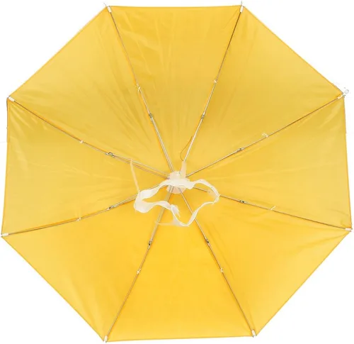 Vista 2 de uxcell Sombreros de pesca al aire libre Poliéster Canopy Umbrella Hat Cap Amarillo, Amarillo