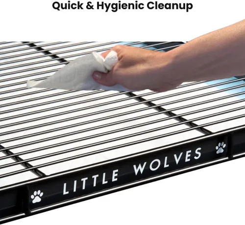 Vista 5 de Little Wolves Bandeja para orinal para cachorros, 22 x 22 pulgadas, bandeja de entrenamiento resistente para cachorros y perros pequeños, fácil