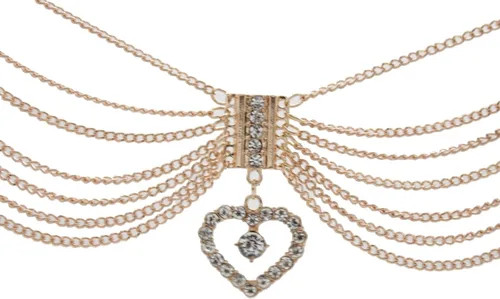 Vista 9 de TFJ - Pulsera de cadena para botas de moda occidental para mujer, diseño de metal dorado, con dije de corazón