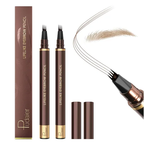 Vista 21 de Lápiz de cejas, 2 bolígrafos de cejas de microblading impermeables, 4 puntas precisas para mujeres, para crear cabello sin esfuerzo como cejas