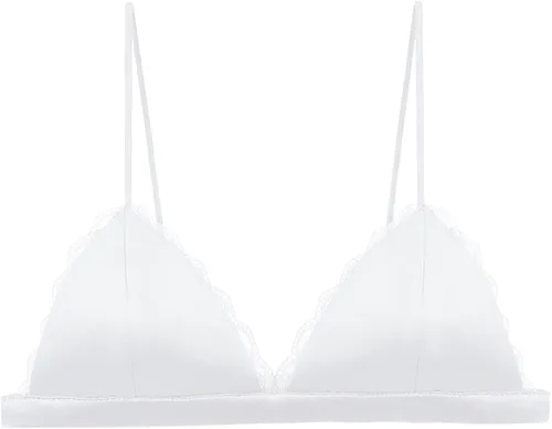 Vista 5 de Bralette de satén de seda para mujer, brasier inalámbrico suave y cómodo con alambre para mujer