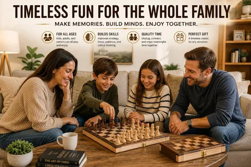 Vista 7 de Juego de ajedrez de madera plegable con cierre de imán de Kangaroo's Folding