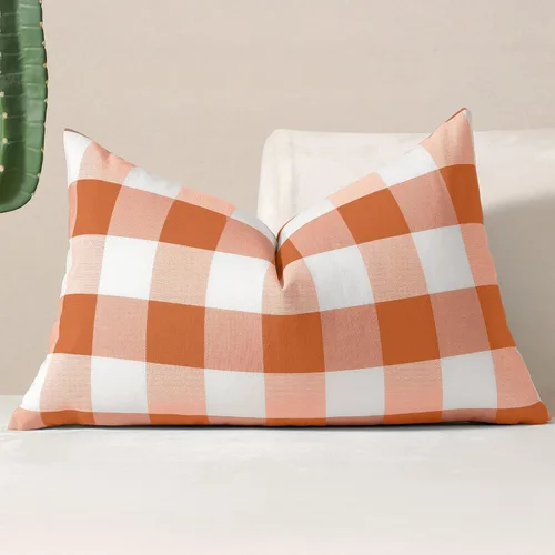 Vista 50 de vctops Fundas de almohada decorativas a cuadros azules de 12 x 20 pulgadas, funda de cojín lumbar de guingán para sofá, dormitorio