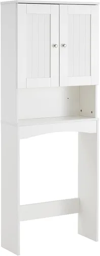 Vista 8 de ME2 Armario de almacenamiento sobre el inodoro, estante organizador de baño, gabinete de recolección que ahorra espacio con estantes y puertas