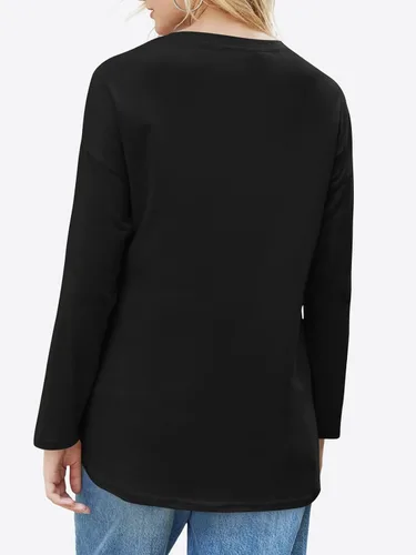 Vista 51 de Fisoew Camisetas de manga larga para mujer, holgadas, casuales, con cuello redondo, blusa suave