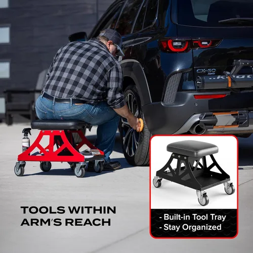 Vista 6 de Vyper Low Pro - Taburete de garaje con asiento extraíble para mecánicos, automoción, bricolaje, silla de taller con ruedas de capacidad de 400