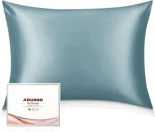 Vista 13 de Adubor Funda de almohada 100% de seda, fundas de almohada de seda de morera, 22 fibras de grado Momme 6A, funda de almohada de seda para la salud