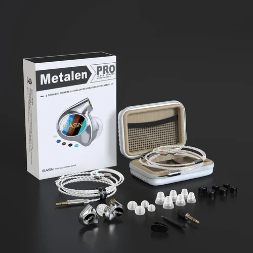 Vista 6 de BASN Metalen PRO 4 Drivers Monitores Intrauriculares para Músicos, Auriculares con Aislamiento de Ruido y Graves Mejorados con Carcasa de Metal CNC