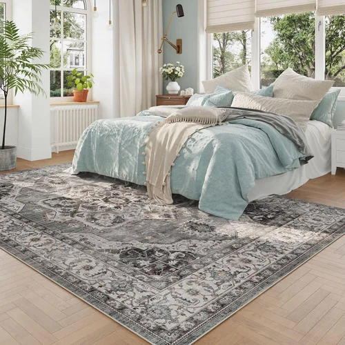 Vista 106 de Rugcomf Alfombra de Entrada de 2'x3' - Patrón Paisley, Tapete para Puerta de Entrada Interior, Floral Vintage, Lavable a Máquina, Alfombra