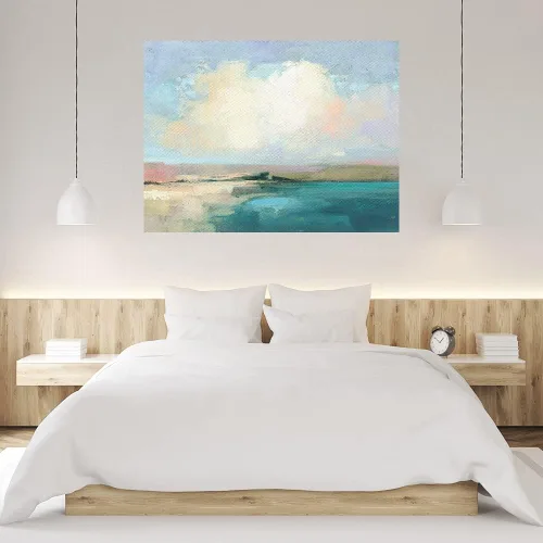 Vista 2 de Fine Art Canvas Decoración de pared de lienzo de cielo costero por la artista Julia Purinton para sala de estar, dormitorio, baño, cocina, oficina