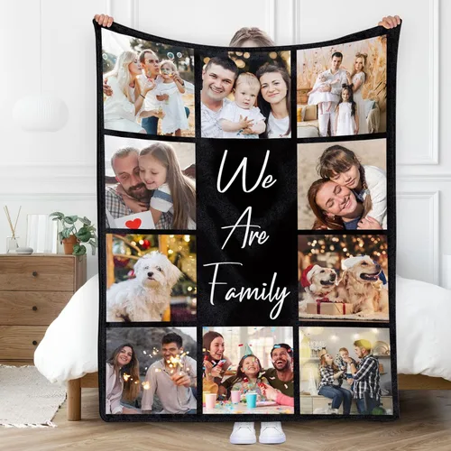 Vista 13 de Gowelly Manta personalizada con imagen, manta personalizada con fotos para adultos, niños, familia, mejores amigos en cumpleaños, Navidad, boda
