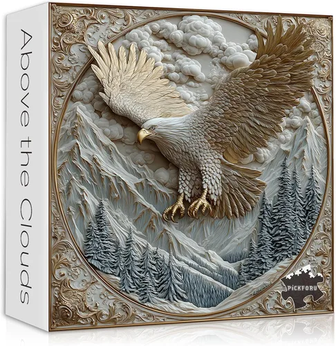 Vista 14 de Rompecabezas de águila calva para adultos, 1000 piezas, paisaje de fantasía, animal, pájaro, naturaleza, bosque, planta, escénico, imposible