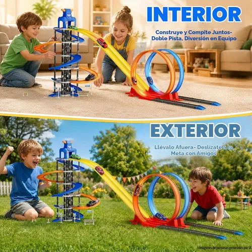 Vista 4 de City Garage Loop Track Playset, juego de estacionamiento de torre de 5