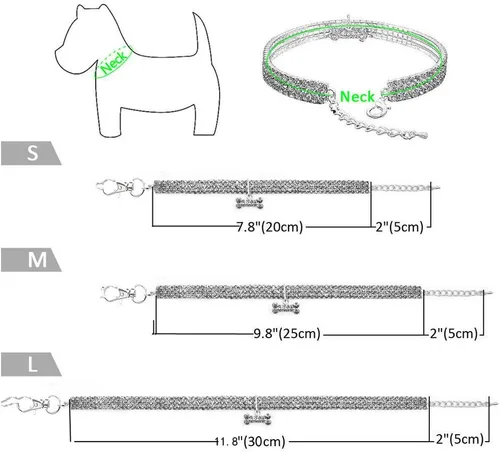 Vista 4 de Collar con Diamantes de Imitación Brillantes en Forma de Corazón para Gatos y Perros Collar de Gemas para Mascotas Collar con Diamantes de Imitación