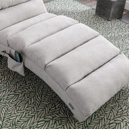 Vista 7 de Sillón de masaje, sofá reclinable eléctrico de lino con control remoto, silla tapizada con función de masaje y calor lumbar para oficina o sala