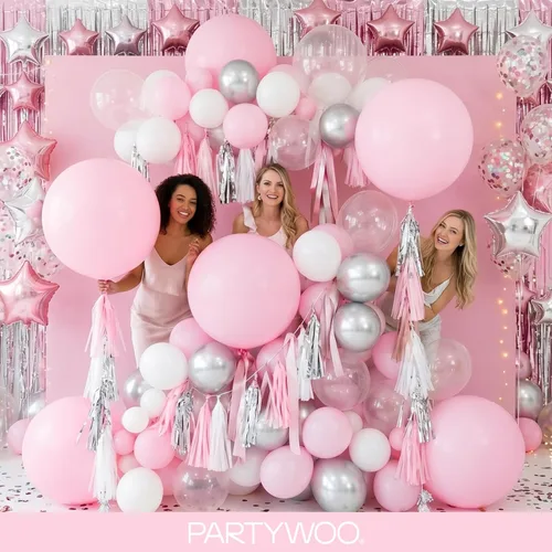 Vista 449 de PartyWoo 50 globos de látex color piel albaricoque, globos de helio boho de Albaricoque-f05
