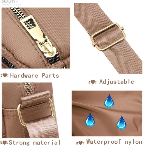 Vista 3 de Bolsos cruzados de nailon para mujer, bolsos y bolsos de mujer, bolsos casuales de mensajero, bolso cruzado negro impermeable