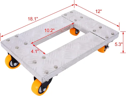 Vista 2 de Campfun Carrito de muñecas con ruedas, carrito para muebles resistente, carrito móvil de 4 ruedas, marco de aluminio con ruedas profesionales de TPU
