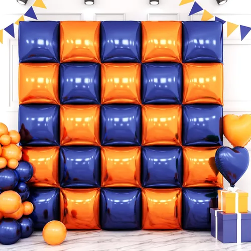 Vista 20 de Globos cuadrados metálicos dorados y negros de doble cara para pared, globos de aluminio cromado de 19 pulgadas, kit de arco de túnel para despedida