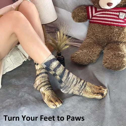 Vista 7 de 2 pares de calcetines divertidos, regalos para adultos, adolescentes, niños y niñas, calcetines de patas de animales novedosos