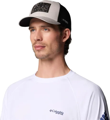 Vista 299 de Columbia Gorra de bola de malla Bandera antigua de malva/blanco/pescado