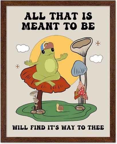 Vista 63 de Poster Master All That Is Meant To Be Poster - Retro Frog on Mushroom Print - Meditation Art - Motivational Design - Preppy Print - Trendy Decor