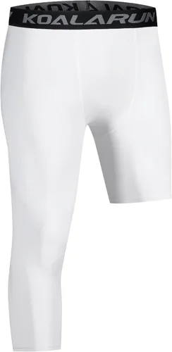 Vista 14 de Mallas de compresión de una pierna para baloncesto para hombre, 3/4, capri deportivos, pantalones de entrenamiento atlético, capas base
