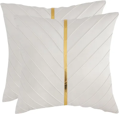 Vista 40 de Fundas de Almohada Decorativas de Terciopelo Verde Aguamarina de 16 x 16 pulgadas, Paquete de 2 con Cuero Dorado Decorativo de Navidad, Fundas
