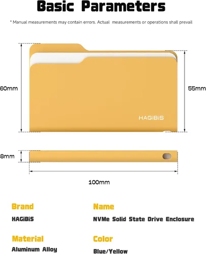 Vista 8 de Hagibis Carcasa SSD, estilo carpeta USB 3.2 Gen2 10Gbps a NVMe PCI-E M.2 SSD, carcasa de disco duro externo M.2 para MacBook, laptop, iPad, Android
