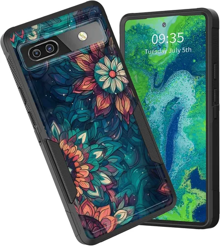 Vista 73 de Funda para Pixel 6A, funda protectora híbrida de doble capa resistente a prueba de golpes de policarbonato duro de silicona suave TPU para Google