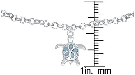 Vista 2 de Pulsera de plata esterlina con larimar náutico natural, delfín, cangrejo 7+1", Metal, larimar