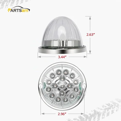 Vista 5 de Partsam 1 luz de sandía de doble revolución, ámbar 17 luces LED intermitente/marcador a luz auxiliar azul, luces subterráneas compatibles con ámbar