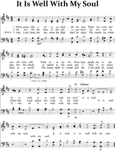 Vista 3 de It Is Well With My Soul Hymn Partituras para decoración de partituras de himno impresión de partituras musicales, póster de partituras musicales