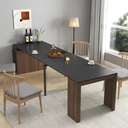 Vista 15 de JOYSOURCE Mesa de comedor extensible para hasta 12 personas de 20 a 119 pulgadas, ajustable, grande, extra larga, rectangular, ahorro de espacio