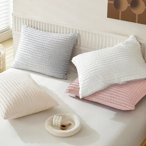 Vista 8 de WARMDERN - Fundas de almohada beige tamaño queen, fundas de almohada estándar, juego de 6 fundas de almohada de microfibra suave, textura boho