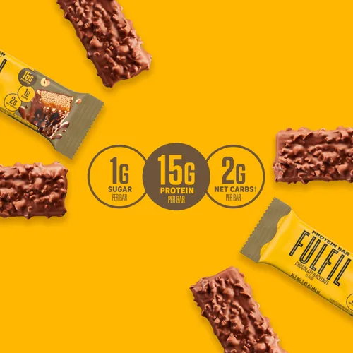 Vista 4 de FULFIL Chocolate Hazelnut Protein Bars, 15g Protein, 1.41 Ounce (Pack of 72)