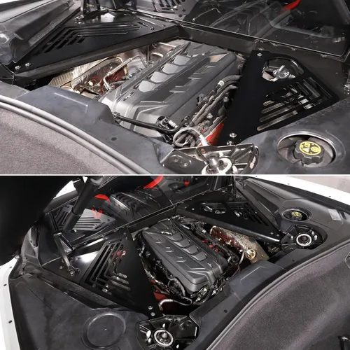 Vista 7 de Cubierta de panel de bahía de motor compatible con Chevrolet Corvette C8 2020-2023, cubiertas traseras de aleación de aluminio para motor izquierda