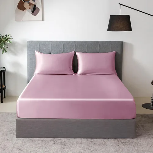 Vista 22 de THXSILK Juego de sábanas bajeras de 100% seda de morera, 3 piezas de seda 7A+, transpirable, suave, sábana bajera de 16 pulgadas de profundidad, 2