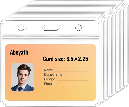 Vista 8 de Abeyath Paquete de 10 Portaidentificaciones de Tarjetas de Nombre Extra Gruesos de Servicio Pesado Impermeables de Plástico Transparente PVC Funda