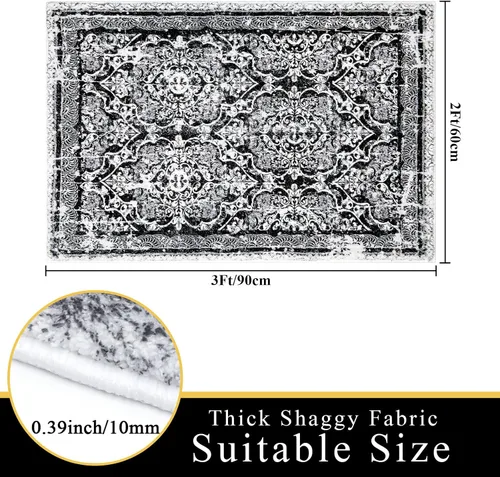 Vista 2 de Vaukki Alfombra de pasillo, alfombra vintage peluda y suave para lavandería, alfombra antideslizante para entrada, alfombra lavable de estilo granja