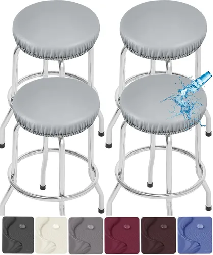 Vista 15 de Fundas para taburetes, paquete de 2 fundas elásticas impermeables de poliuretano para taburetes de bar, extraíbles y lavables, con bandas elásticas