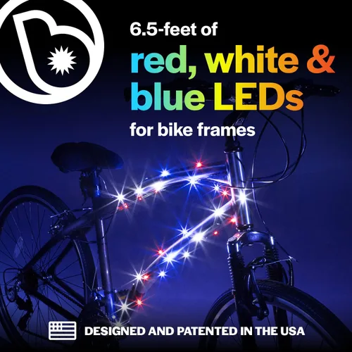 Vista 2 de Brightz CosmicBrightz - Cuerda de luz LED para marco de bicicleta, cuerda de 6.5 pies, funciona con pilas con interruptor de encendido/apagado