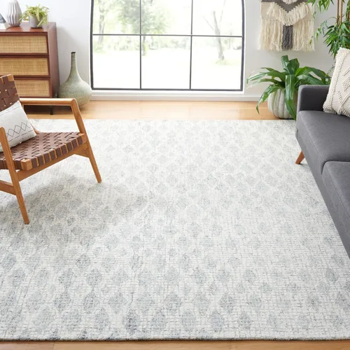 Vista 13 de SAFAVIEH Abstract Collection - Alfombra decorativa, 2 x 3 pies, marfil y azul, lana hecha a mano, ideal para zonas de alto tráfico en entrada, sala