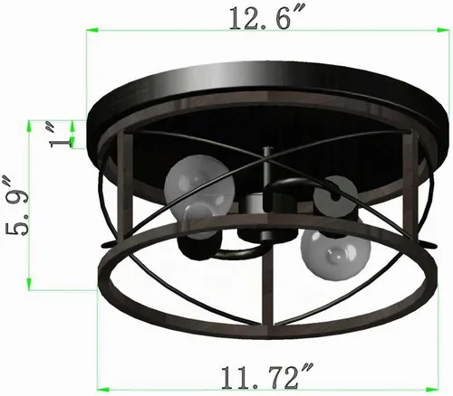 Vista 7 de Q&S Lámpara de techo de granja de montaje empotrado, ORB+bronce, iluminación de techo rústica vintage para pasillo, entrada, cocina, comedor