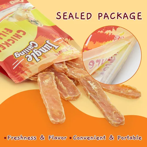 Vista 8 de Jungle Calling Dog Treats - Golosinas de entrenamiento de carne seca de pollo, aperitivos tostados lentos para perros medianos y grandes, golosinas