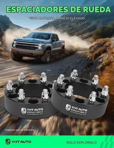 Vista 2 de YHTAUTO Espaciadores de rueda 6x5.5 de 2 pulgadas. Compatible con Chevrolet Silverado, Tahoe, C/K, GMC Sierra, Yukon, Cadillac Escalade Negro