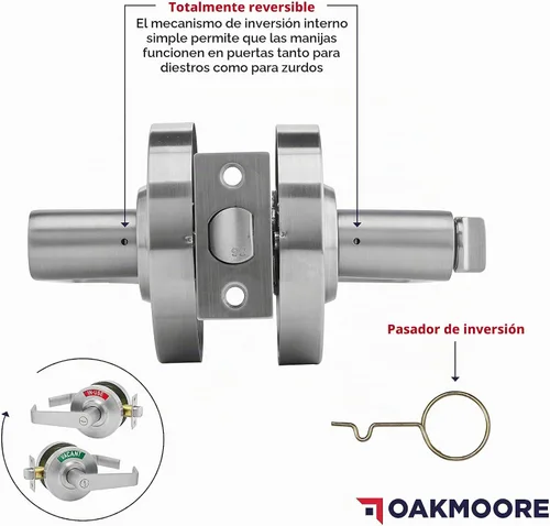 Vista 5 de Manija de puerta comercial OAKMOORE Cerradura para baño vacante, ocupado y comercial para baño público y edificios industriales